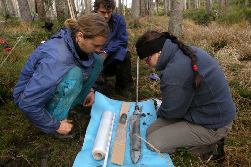 Popisování sedimentu z bývalého ledovcového jezera, Stará jímka, Šumava (2013)